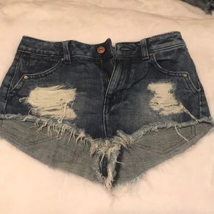 High waisted jean shorts
